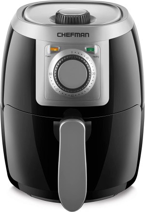 CHEFMAN Small, Compact Air Fryer Healthy Cooking, 2 Qt, Nonstick, User Friendly and Adjustable Temperature Control w/ 60 Minute Timer & Auto Shutoff, Dishwasher Safe Basket, BPA - Free, Black
