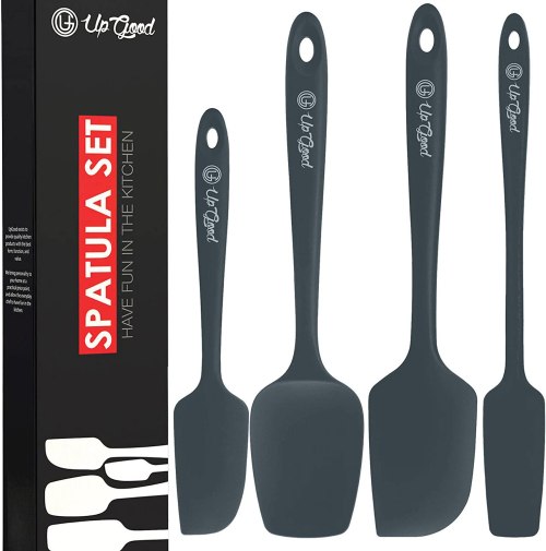 UpGood Silicone Spatula Set 600&deg;F - High Heat Resistant Nonstick, Small and Large Kitchen Spatulas - Flexible BPA Free Professional Grade Cookware - Utensils for Cooking, Baking, Mixing(4 Pcs, Grey)